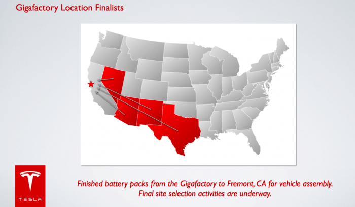 Le possibili locations della Gigafactory